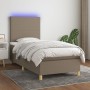 Letto a Molle con Materasso e LED Tortora 100x200cm in Tessuto