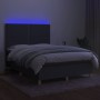 Letto a Molle Materasso e LED Grigio Scuro 140x190cm in Tessuto