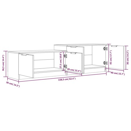 Mobile Porta TV Grigio Cemento 158,5x36x45 cm Legno Multistrato