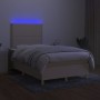 Letto a Molle con Materasso e LED Crema 120x200cm in Tessuto