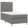 Letto a Molle Materasso e LED Grigio Scuro 100x200cm in Tessuto