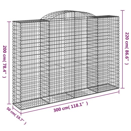 Cesto Gabbione ad Arco 300x50x200/220 cm Ferro Zincato