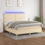 Letto a Molle con Materasso e LED Crema 180x200 cm in Tessuto