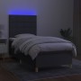 Letto a Molle Materasso e LED Grigio Scuro 80x200 cm in Tessuto