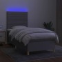 Letto a Molle Materasso e LED Grigio Chiaro 90x190 cm Tessuto