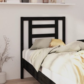 Testiera per Letto Nera 81x4x100 cm in Legno Massello di Pino