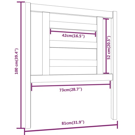 Testiera per Letto Nera 81x4x100 cm in Legno Massello di Pino