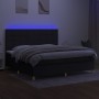 Letto a Molle Materasso e LED Nero 200x200cm in Tessuto