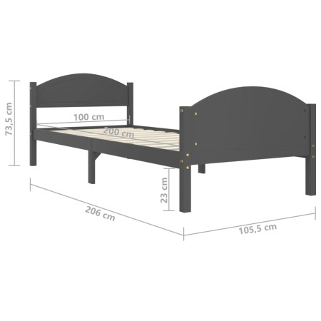 Giroletto Grigio Scuro in Legno Massello di Pino 100x200 cm