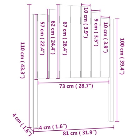 Testiera per Letto Nera 81x4x110 cm in Legno Massello di Pino