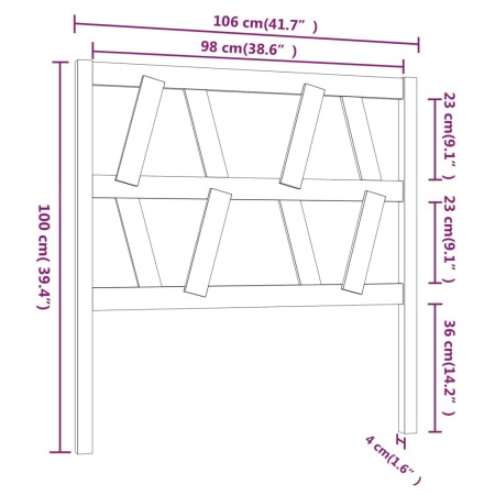 Testiera per Letto Miele 106x4x100 cm in Legno Massello di Pino