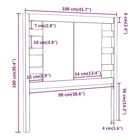 Testiera per Letto Nera 106x4x100 cm in Legno Massello di Pino