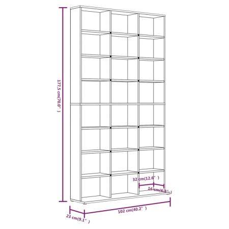 Mobile Porta CD Rovere Fumo 102x23x177,5 cm Legno Multistrato