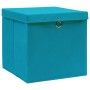 Scatole con Coperchi 4pz Azzurre 32x32x32 cm Tessuto