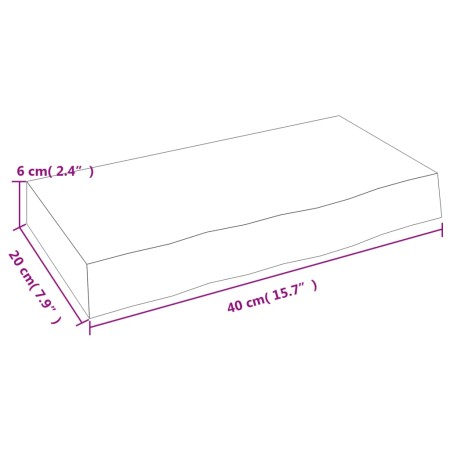 Ripiano Muro Marrone Scuro 40x20x6 cm Massello Rovere Trattato