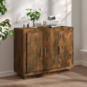 Credenza Rovere Fumo 92x35x75 cm in Legno Multistrato