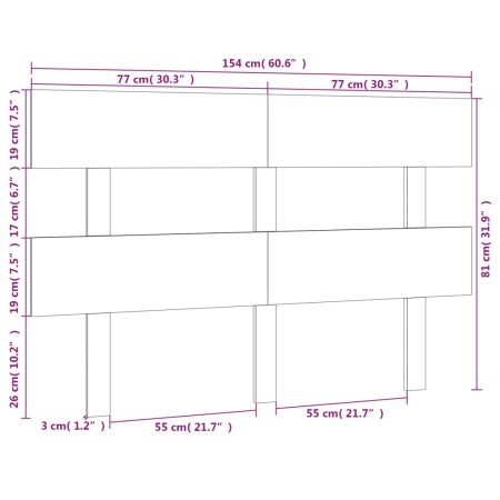 Testiera per Letto Miele 154x3x81 cm in Legno Massello di Pino