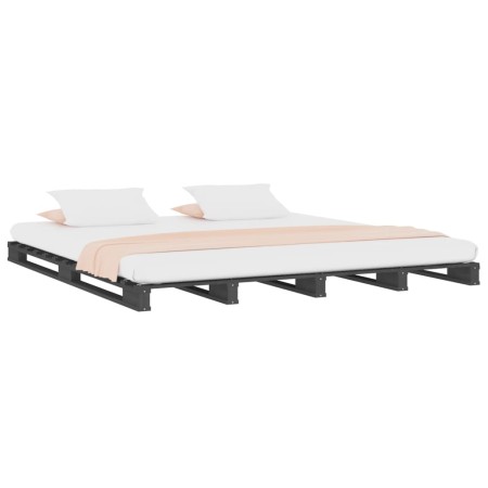 Letto a Pallet Grigio 135x190 cm Double Legno Massello di Pino