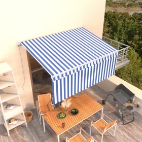 Tenda Sole Retrattile Manuale con Parasole 3x2,5m Blu e Bianco