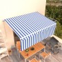 Tenda Sole Retrattile Manuale con Parasole 4x3m Blu e Bianco