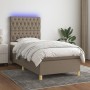 Letto a Molle con Materasso e LED Tortora 90x190 cm in Tessuto