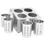 Portaposate con 4 Inserti Quadrato in Acciaio Inox