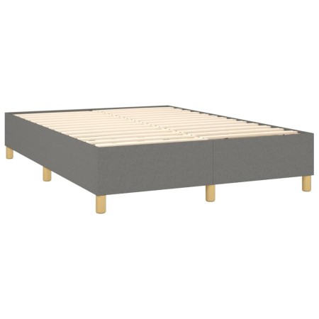 Letto a Molle Materasso e LED Grigio Scuro 140x200cm in Tessuto