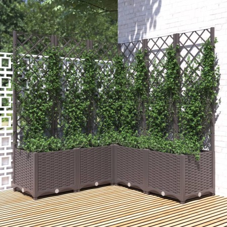 Fioriera da Giardino con Graticcio Marrone 120x120x136 cm in PP