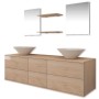 Set Mobili da Bagno 9 pz con Lavabo e Rubinetto Beige