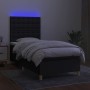 Letto a Molle con Materasso e LED Nero 90x200 cm in Tessuto