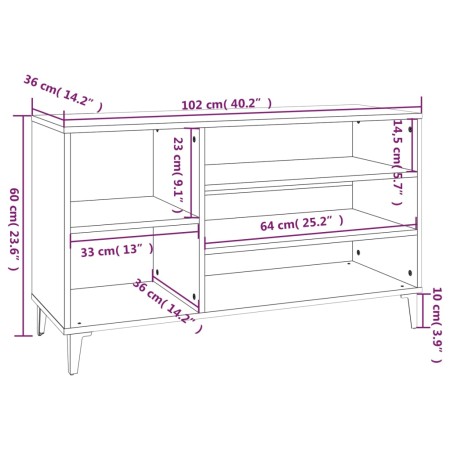 Scarpiera Nera 102x36x60 cm in Legno Multistrato