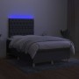 Letto a Molle Materasso e LED Grigio Scuro 120x200cm in Tessuto