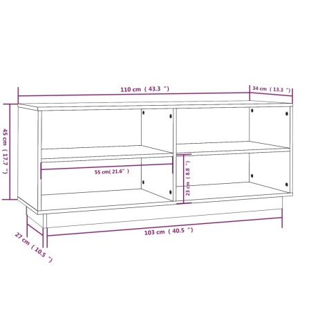 Scarpiera Miele 110x34x45 cm in Legno Massello di Pino