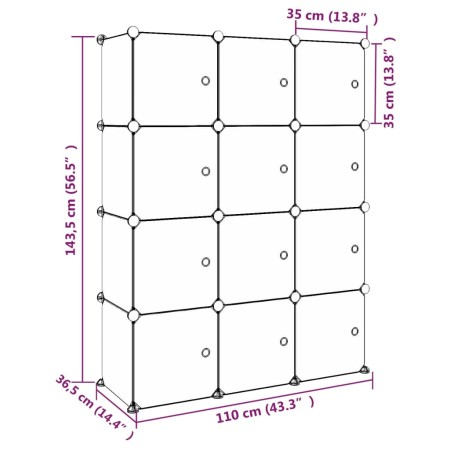 Scaffale Portaoggetti per Bambini con 12 Cubi Verdi in PP