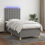 Letto a Molle Materasso e LED Grigio Scuro 80x200 cm in Tessuto