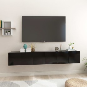 Mobili Porta TV Pensili 3pz Neri 60x30x30 cm