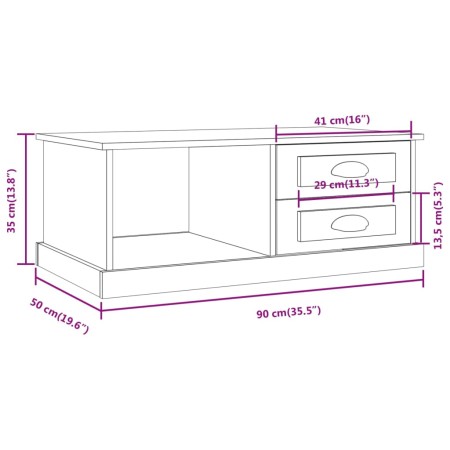 Tavolino Salotto Grigio Cemento 90x50x35 cm Legno Multistrato