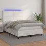 Giroletto Molle con Materasso e LED Bianco 140x190cm Similpelle