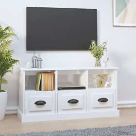 Mobile Porta TV Bianco Lucido 100x35x50 cm in Legno Multistrato