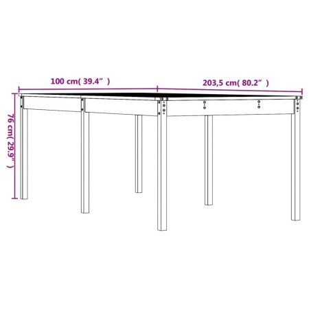 Tavolo da Giardino 203,5x100x76cm in Legno Massello di Douglas