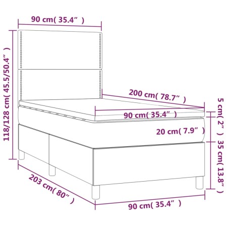 Giroletto a Molle con Materasso e LED Nero 90x200 cm Similpelle