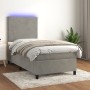 Letto a Molle Materasso e LED Grigio Chiaro 100x200 cm Velluto