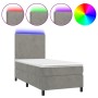 Letto a Molle Materasso e LED Grigio Chiaro 100x200 cm Velluto