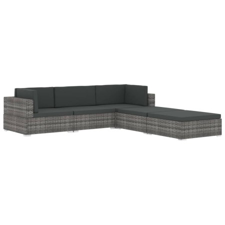 Seduta Centrale Modulare 1 pz con Cuscini in Polyrattan Nero