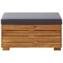 Pouf Modulare 1 pz con Cuscino in Legno Massello di Acacia