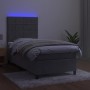 Letto a Molle Materasso e LED Grigio Chiaro 90x190 cm Velluto