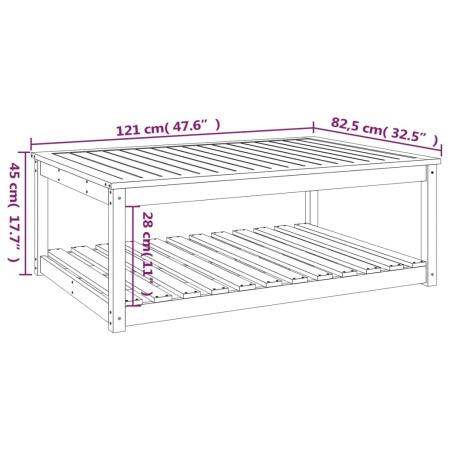 Tavolo da Giardino Miele 121x82,5x45 cm Legno Massello di Pino