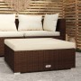 Poggiapiedi da Giardino Cuscino Marrone 70x70x30 cm Polyrattan