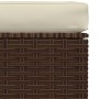 Poggiapiedi da Giardino Cuscino Marrone 70x70x30 cm Polyrattan