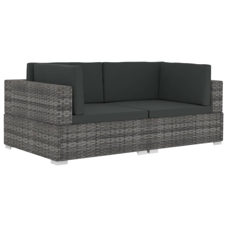 Poltrone Modulari ad Angolo con Cuscini 2 pz Polyrattan Grigio